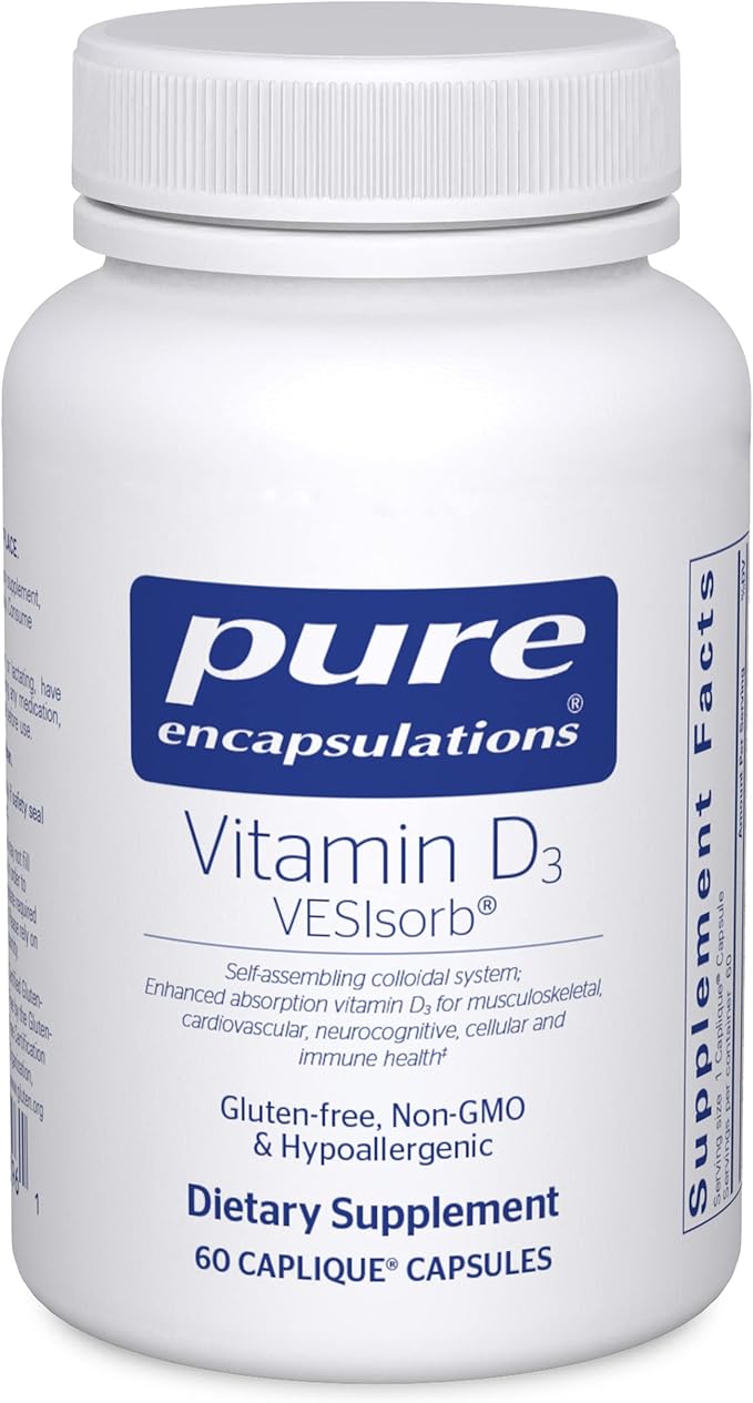 Pure Encapsulations Vitamin D3 VESIsorb | Supplement to Support Bones, Heart, Colon, Breast Health, and Enhanced Vitamin D Absorption* | 60 Caplique Capsules
