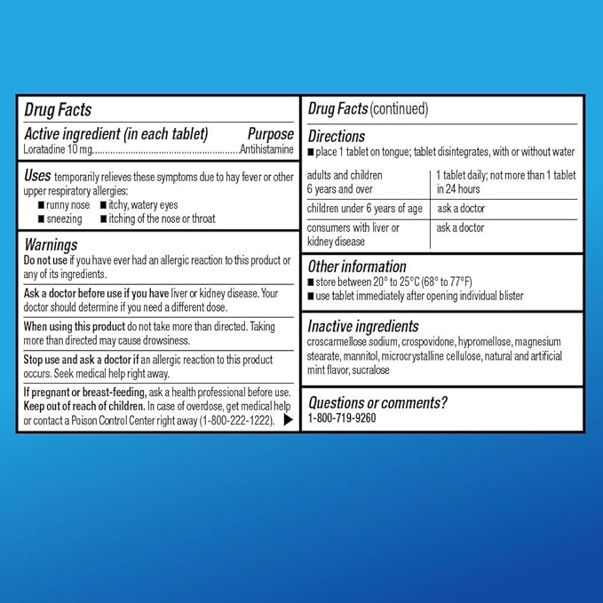 Amazon Basic Care Loratadine Orally Disintegrating 10 mg, 24 Hour 30 Count 2)