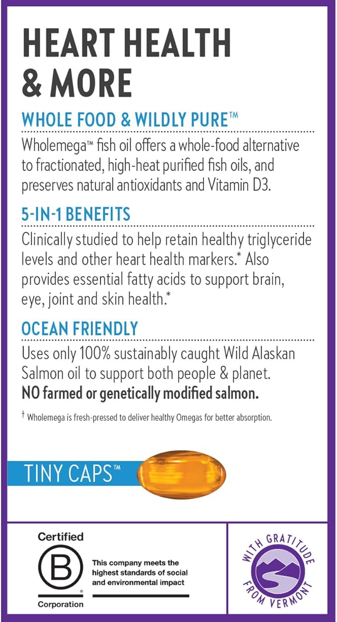 New Chapter Wholemega Fish Oil Supplement Omega-3 + D3 + 90 ct 500mg Softgels
