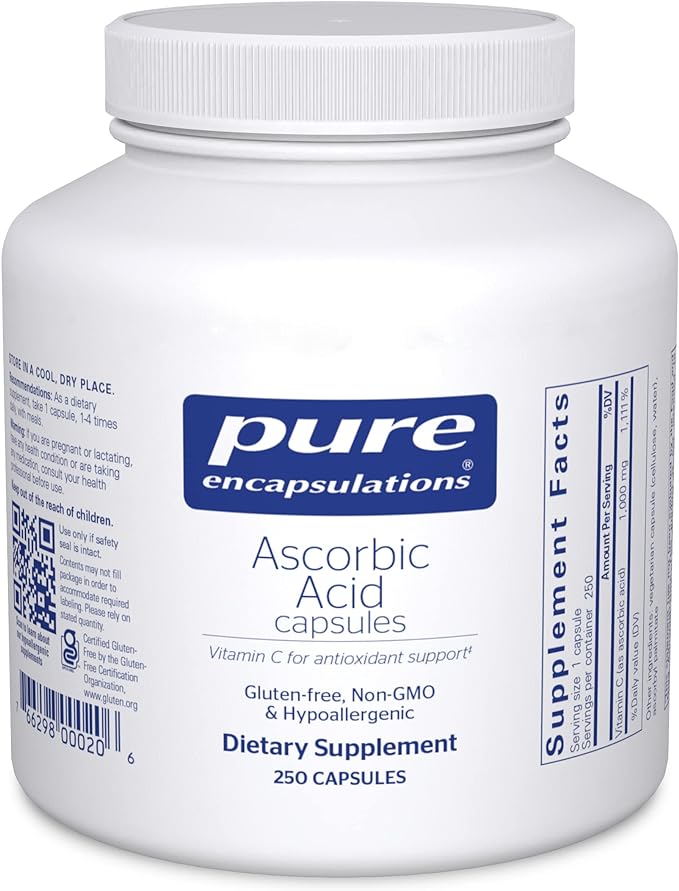 Pure Encapsulations Ascorbic Acid Capsules 1,000 mg 250 Capsules