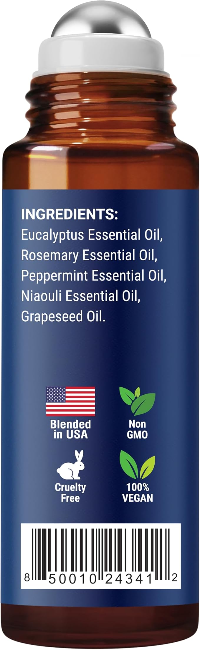 Breathe Essential Oil Roll-On Blend 10 ml - Pure Eucalyptus, Peppermint & Rosemary Oils Roller for Clear Breathing & Respiratory Support - Nexon Botanics