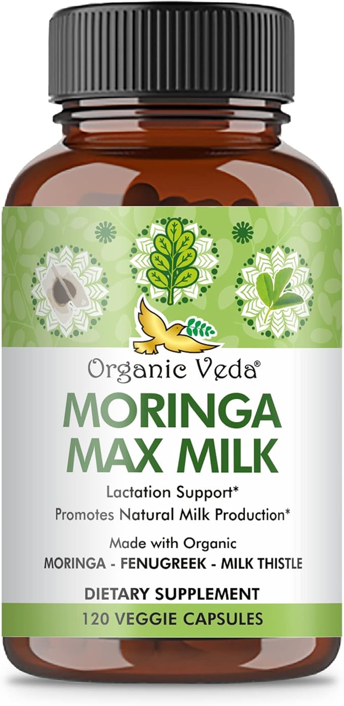 Organic Veda Moringa Max Milk Lactation Supplement 120 Count