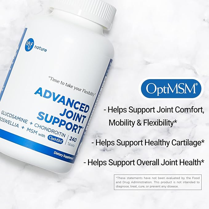 Advanced Joint Support supplement with Glucosamine, 5-Loxin Boswellia, 240 Tablets 60 Servings
