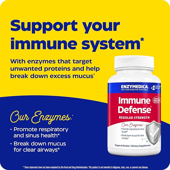 Enzymedica, Immune Defense, Regular Strength, Proteolytic 120 Count