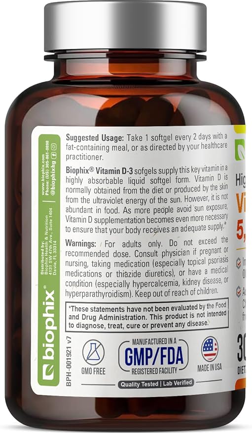 biophix Vitamin D-3 5000 IU 30 Softgels K2