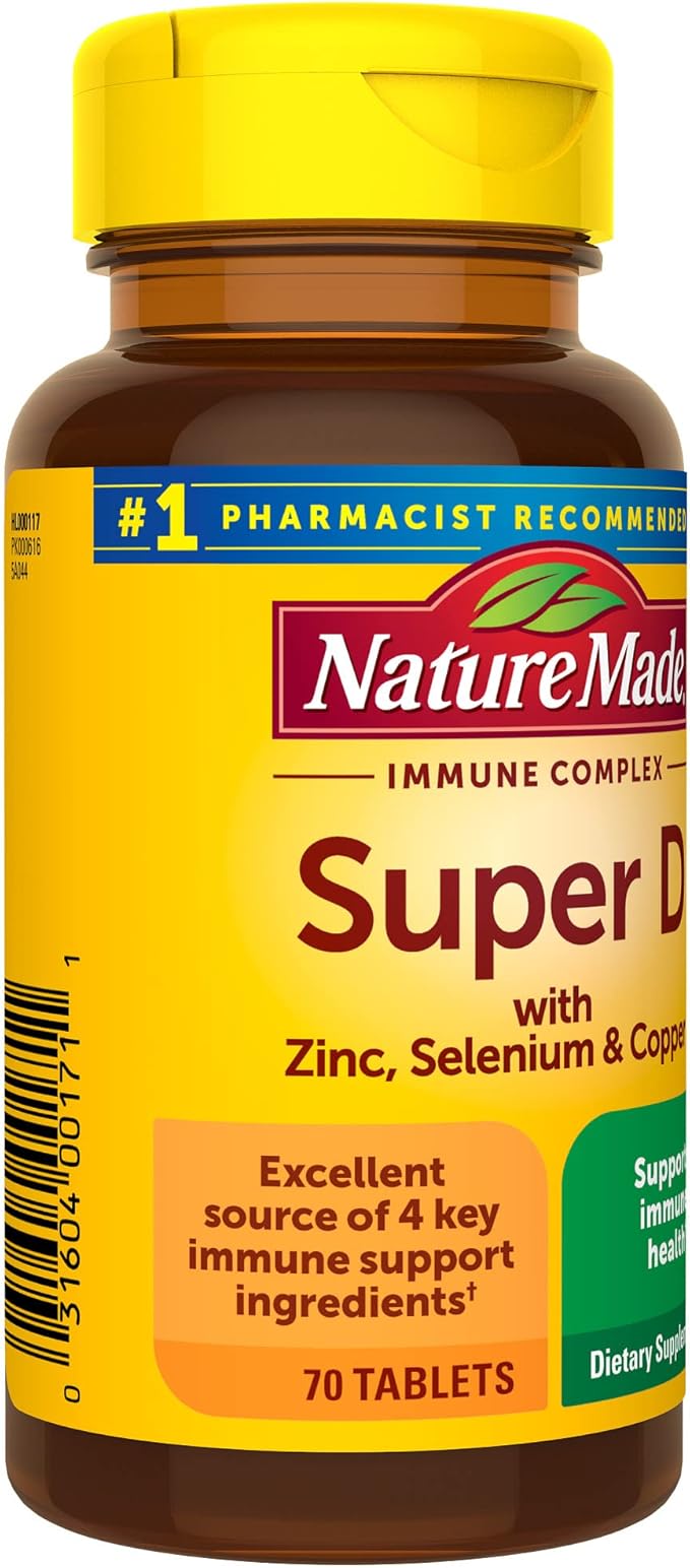 Nature Made Super Vitamin D Immune D3, Selenium, 70 Tablets, 70 Day