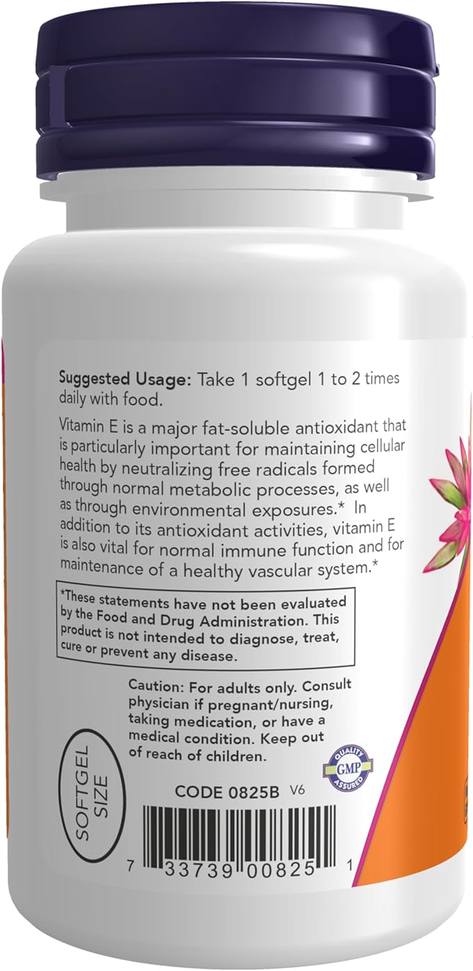 NOW Supplements, Vitamin E-200 IU, D-Alpha 100 Softgels