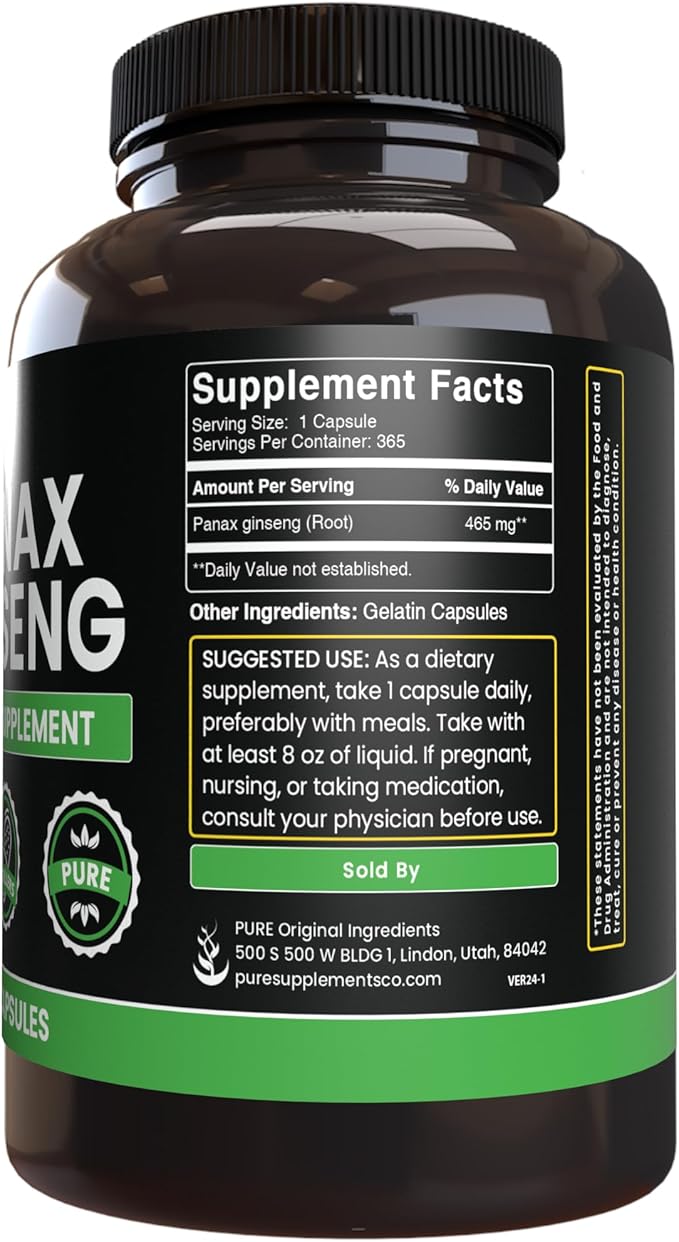 PURE ORIGINAL INGREDIENTS Panax Ginseng (365