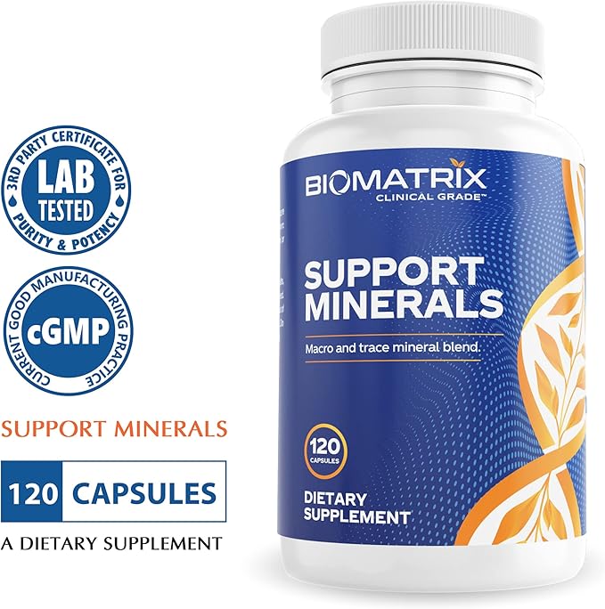 BioMatrix Mineral Supplement for Men and Women, Chelated Minerals | Iron-Free, Calcium, Magnesium, Copper, Zinc, Vitamin D, Iodine | Veggie Caps, 30-Day Supply
