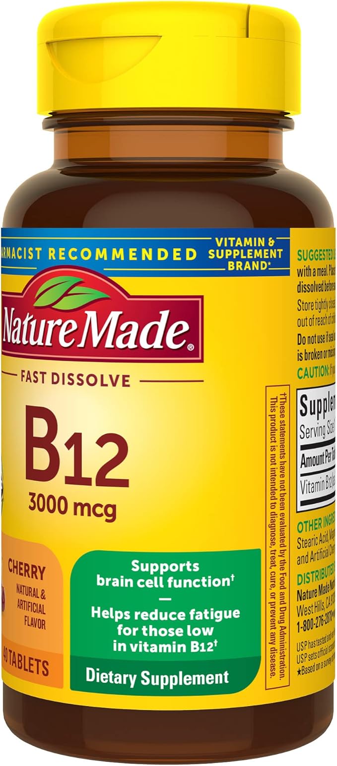 Nature Made Vitamin B12 3000 mcg, B12 for 40 Sugar 40 Day