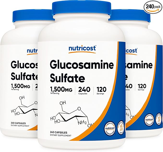 Nutricost Glucosamine Sulfate 750mg, 240 Capsules (3 Bottles) (1500mg Per