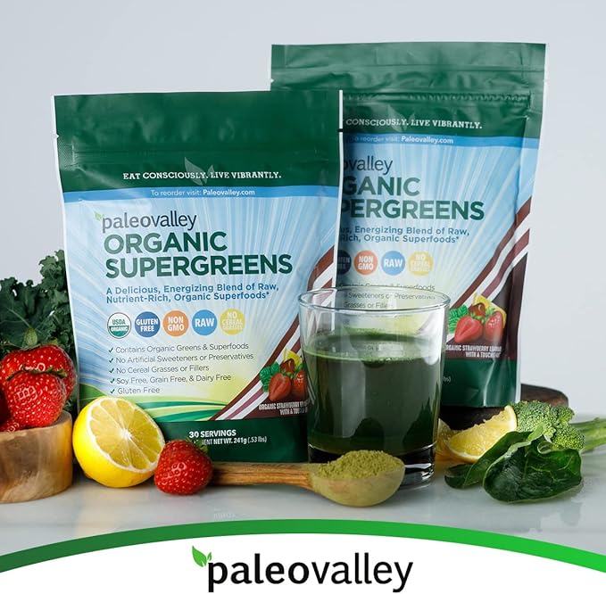 Paleovalley Organic Supergreens 3 Pack, 28 Servings 23 Organic