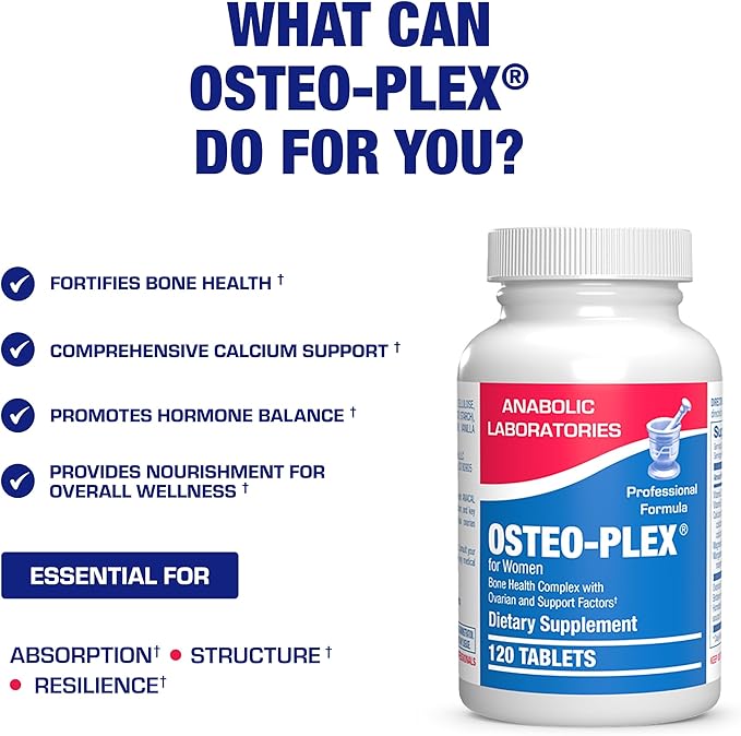 Osteo-Plex Bone Health Supplement for Women - Clinical Formula Bone Strength Supplement with Magnesium Calcium Vitamin D3 & Trace Minerals Complex - Easy to Swallow Gentle Tablets (120 Count)