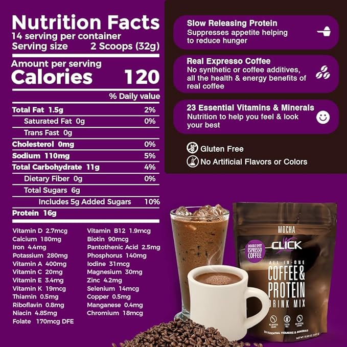 CLICK All-in-One Protein & Coffee Meal 10 Single (1.2 Ounce)