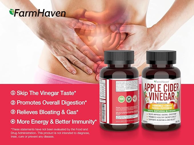 FarmHaven Apple Cider Vinegar Capsules 1390MG, Apple