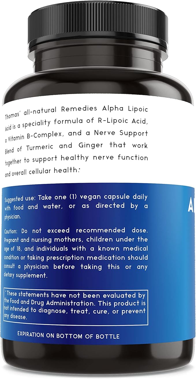 Thomas' all-natural Remedies Alpha Lipoic Acid 600mg, 120 120 Capsules