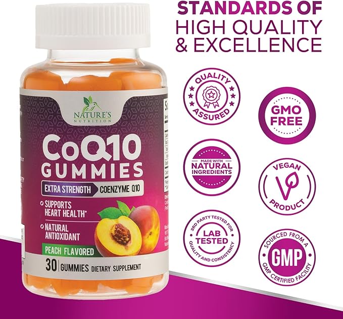 CoQ10 100mg Gummies Q10 Supplement, CoQ10 Gummies Q10 Gummy 30 Count Q10 Vitamins