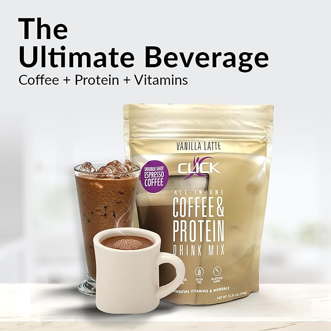 CLICK Coffee Protein Powder 16g Protein 23 Essential 150mg Caffeine
