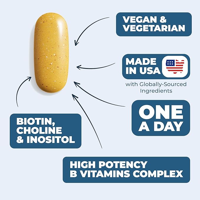 Vitamin B Complex with Vitamin B12, B2, Vitamin B6, Folic 400mcg. B
