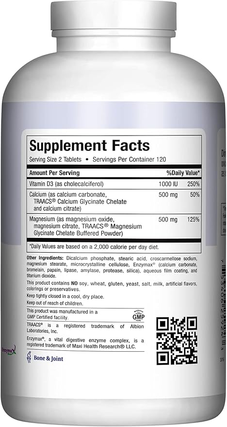 Maxi Health 500 mg Calcium Supplement D3 (1000 (1000 IU) (500 mg) 240 Tablets