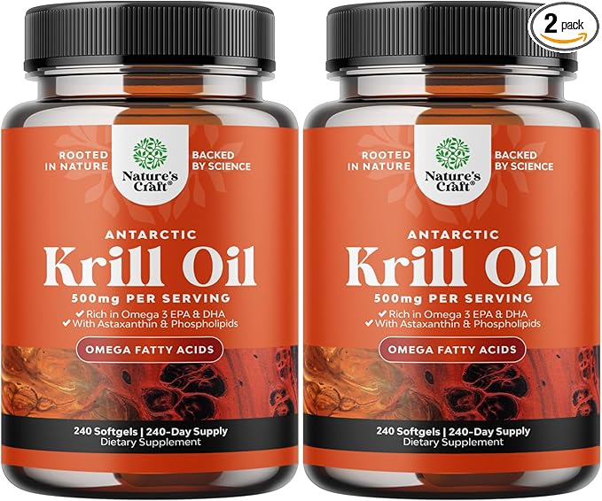Antarctic Krill Oil 500mg Softgels 3 Krill 3rd Party 2 Packs