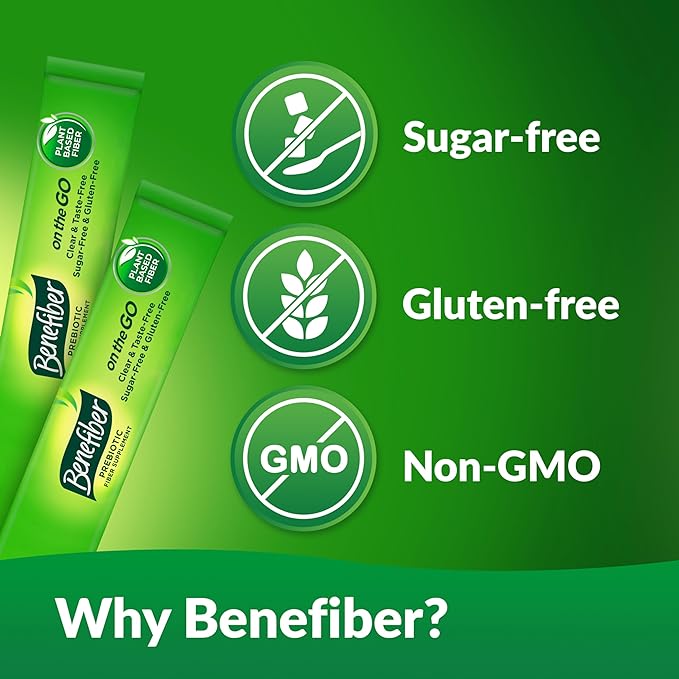 Benefiber On the Go Prebiotic Fiber 28 Sticks (3.92 Ounces)