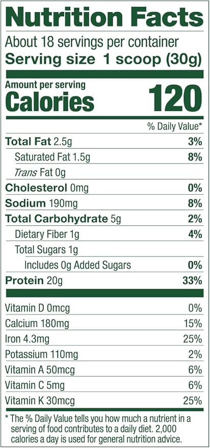 Vega Protein and Greens Protein Powder, Vanilla 20g Plant 1.2 lbs