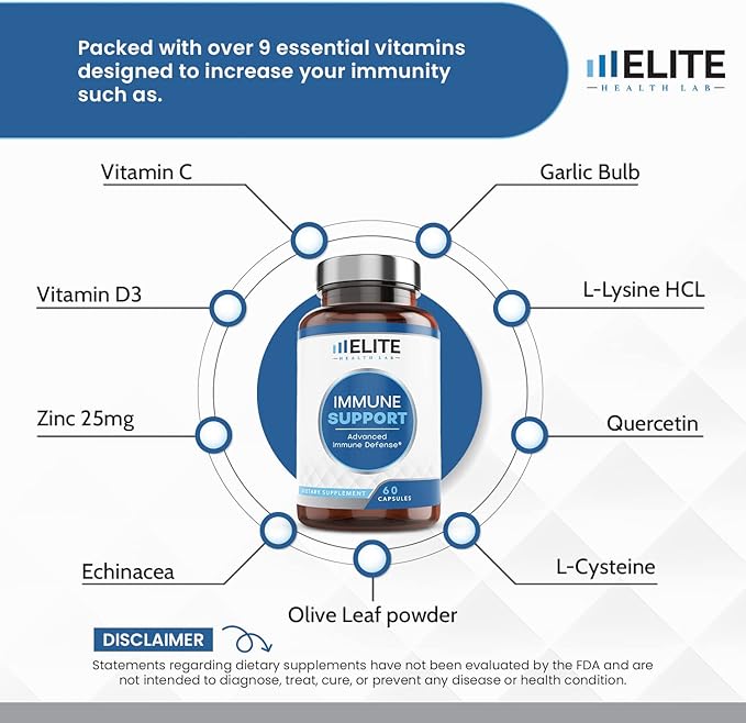 Ultimate 9-in-1 Immune Support Boost – 1000mg Vitamin 60 Capsules