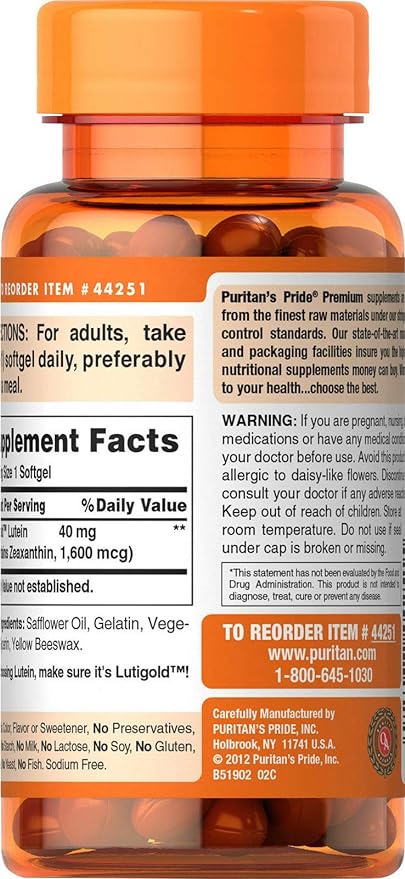 Puritan's Pride Lutein 40 Mg 60 Ct,