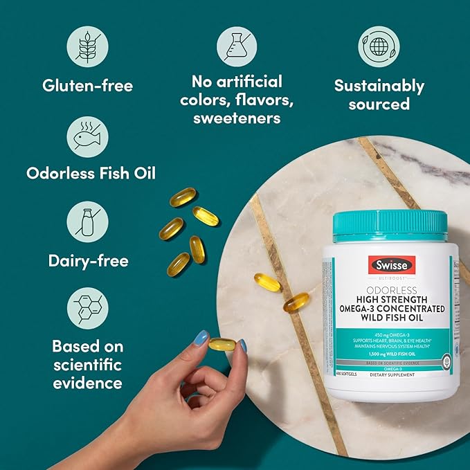 Swisse Wild Fish Oil Omega 3 1500 mg 3 Supplement 400 Softgel
