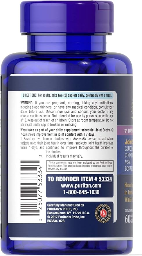 Puritan's Pride 7 Day Formula Joint Boswellia-60 Caplets