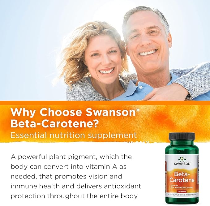Swanson Beta-Carotene Vitamin A 25000 IU Softgels 7500 mcg (300 Softgels) (2 Pack)