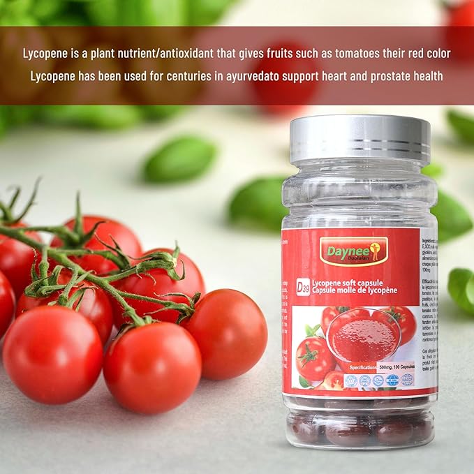 AIHIYO Lycopene Soft Capsule, 100mg Tomato Supplement Extract, Organic Complex Formula, 500mg Per Capsule, 100 Softgel