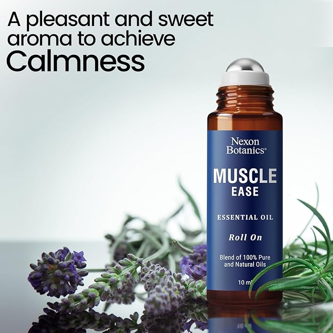 Muscle Ease Essential Oil Roll-On 10 ml - Pure Natural Blend for Sore Muscles, Aches & Recovery - Easy Roller for Athletes & Active Lifestyles - Nexon Botanics