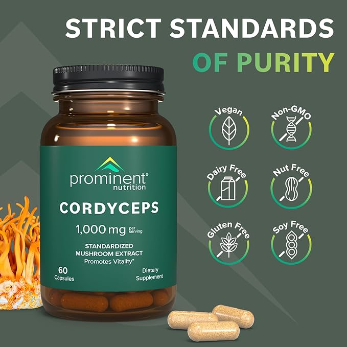 Cordyceps Mushroom Capsules 1000 mg, 60 Count