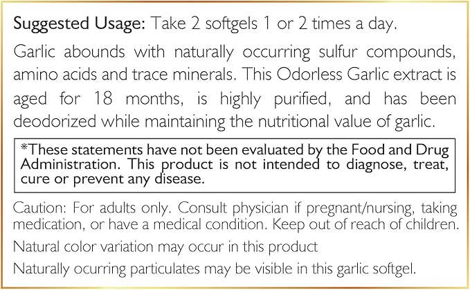 Odorless Garlic Oil from Whole Garlic 50 Servings