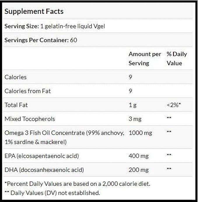 Paradise Herbs Omega-Sure, Omega-3 Concentrate, Premium 60 Count