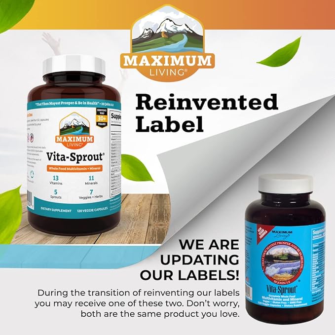 Vita-Sprout Whole-Food Multivitamin & Phytonutrient Blend 120 Capsules