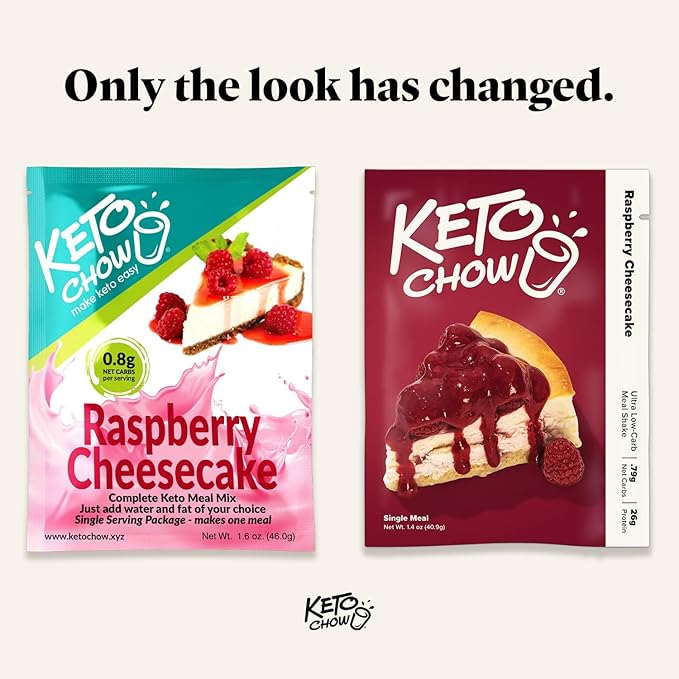 Keto Chow Rasp Cheesecake | Keto Meal Replacement Shake Powder | Nutritionally Complete | Low Carb | Delicious Easy Meal Substitute | Protein Rich You Choose The Fat | Single Meal Sample