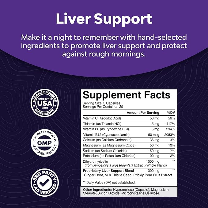 Nighttime Liver Detox & Hydration Pills (60 Capsules)
