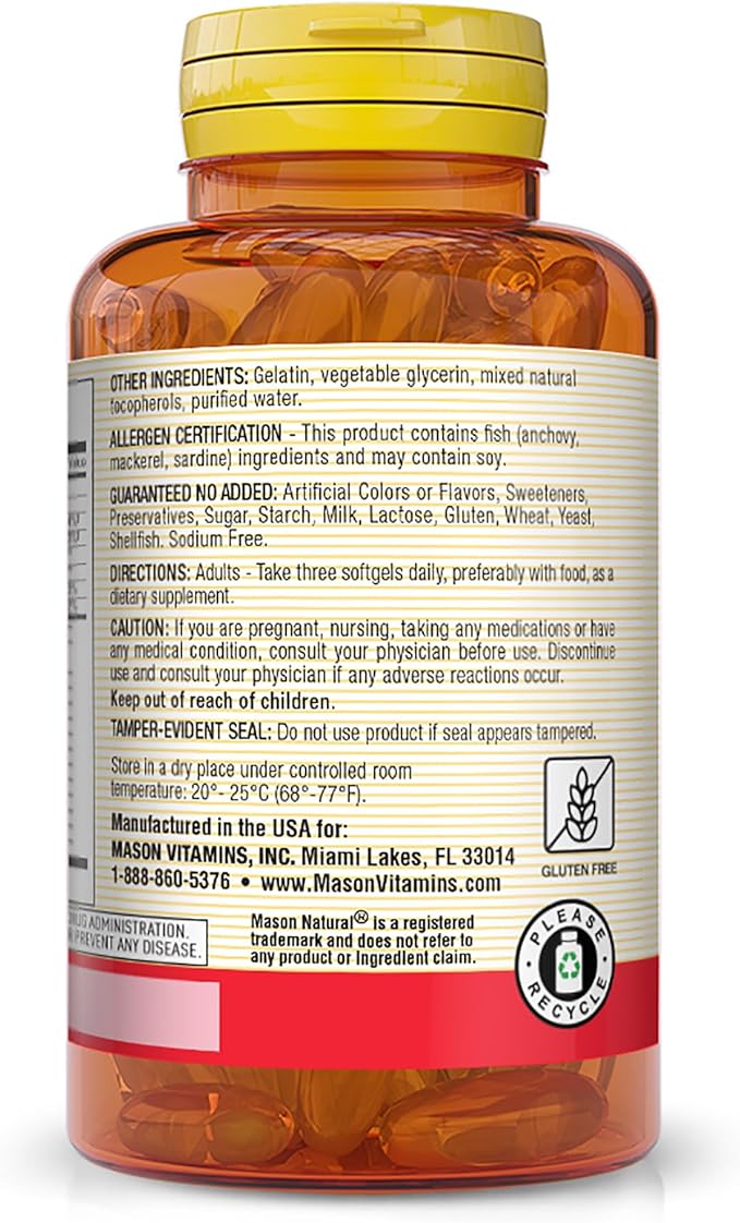 MASON NATURAL, Omega 3-6-9,Fish,Flx,Brg 60 Sgel 1