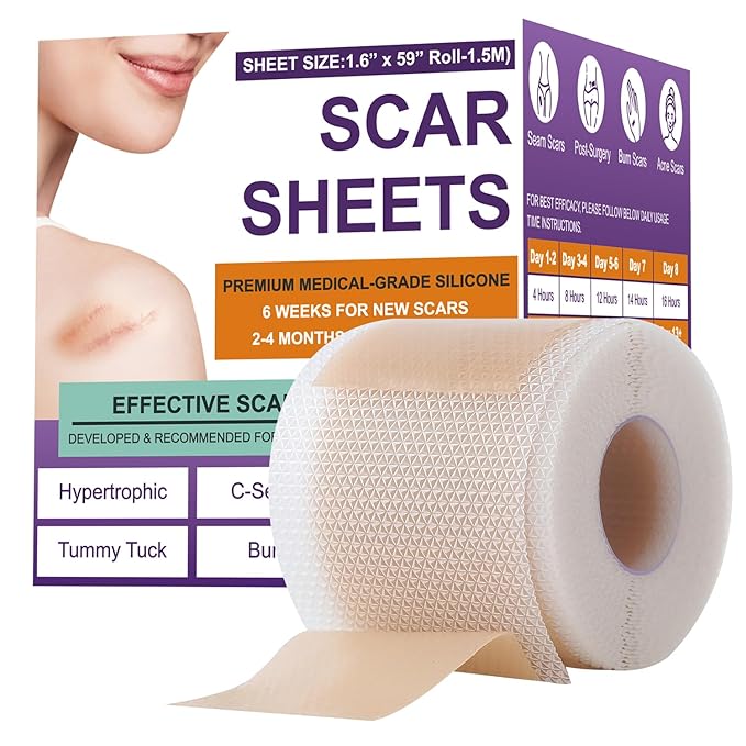 Silicone Scar Sheets,Silicone Scar Tape,Scar Tape Scars(1.6"X 59" 59" Roll-1.5M) Roll-1.5M) Keloid