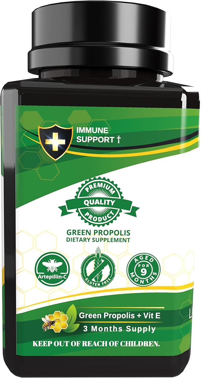 Propolis Health Propolis Capsules 1000mg-Daily 2 Capsules 50 Days (180 Capsules)