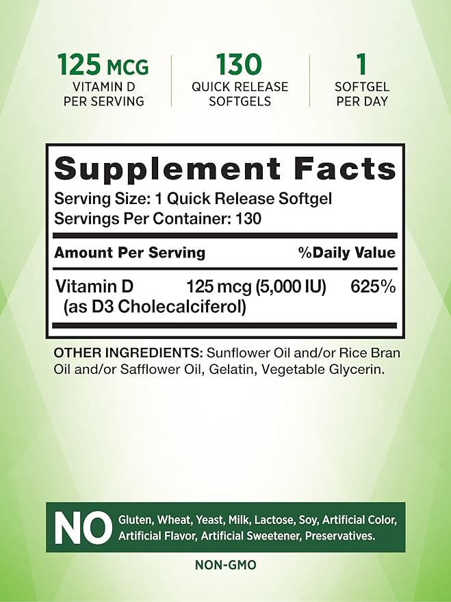 Nature's Truth Vitamin D3 5000 IU 130 Count