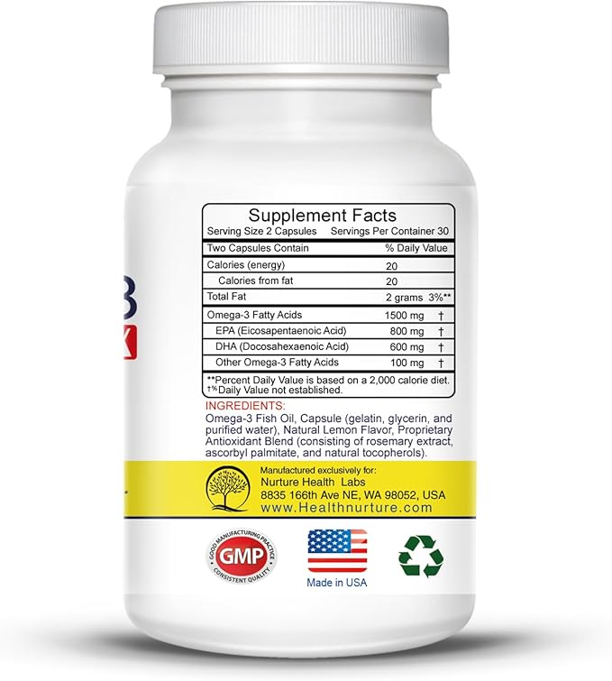 Fish Oil Omega-3 **Maximum Strength 1500mg (800 EPA/600 EPA/600 Dha)