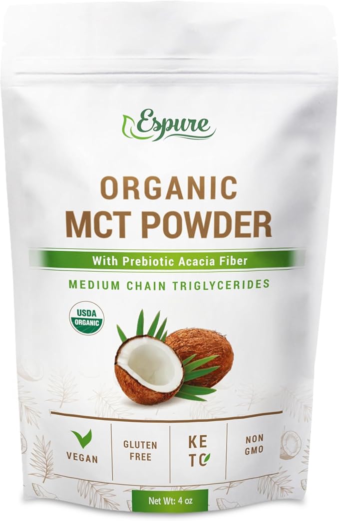 Organic MCT Powder - USDA Certiifed Organic; with Prebiotic Acacia Fiber; 4 oz