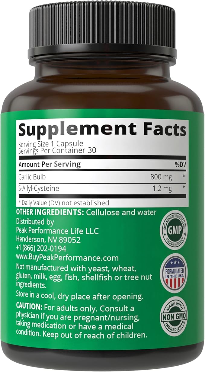 Peak Performance Aged Black Garlic Capsules.