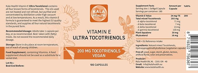 Kala Health Ultra Tocotrienol 200mg Vitamin 4 tocotrienols