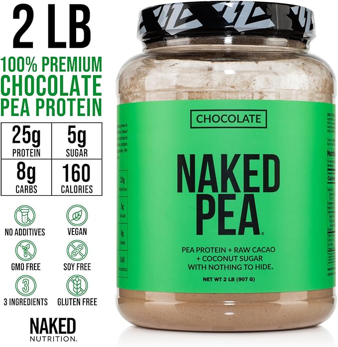 NAKED Chocolate Pea Protein Isolate from 3 Ingredients, 2LB