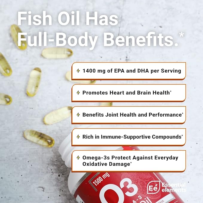 Essential Elements Omega-3 Fish Oil Supplement Omega-3 Fish 120 Softgels (2-Pack)